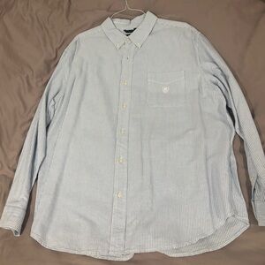Chaps Light Blue Striped Easy Care Button Down Shirt